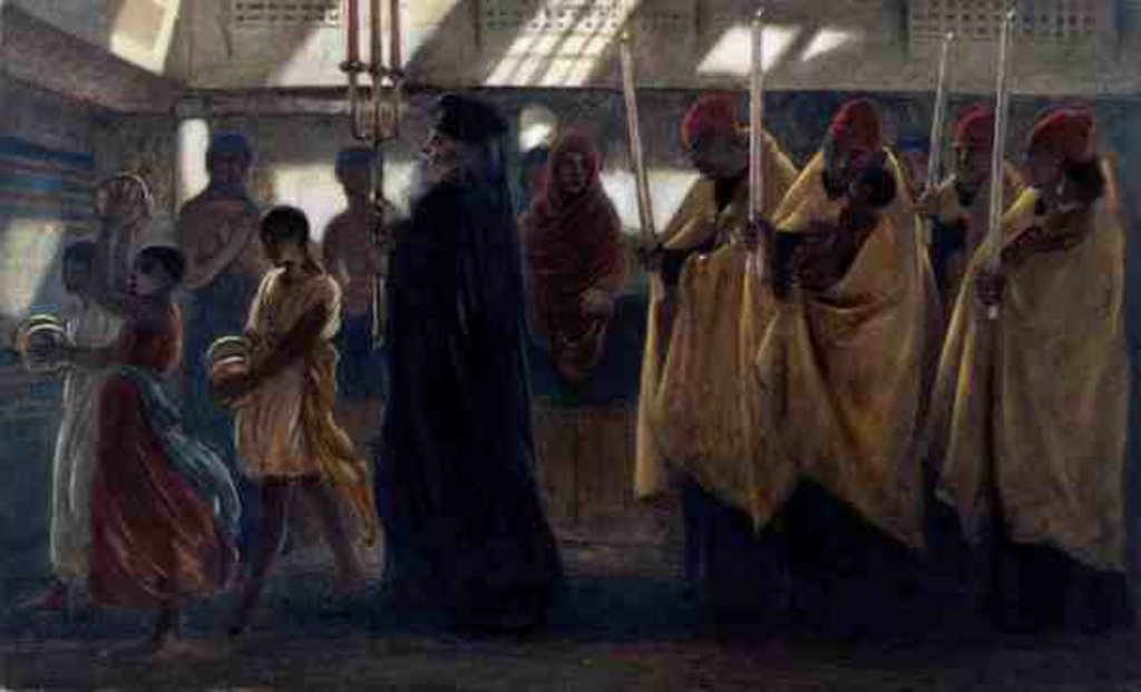 Detail of Coptic Baptismal Procession, 1865 by Simeon Solomon