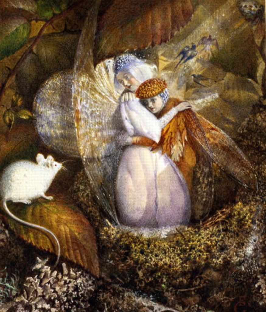 Detail of Fairy Lovers in a Bird's Nest Watching a White Mouse, c.1860 by John Anster Fitzgerald