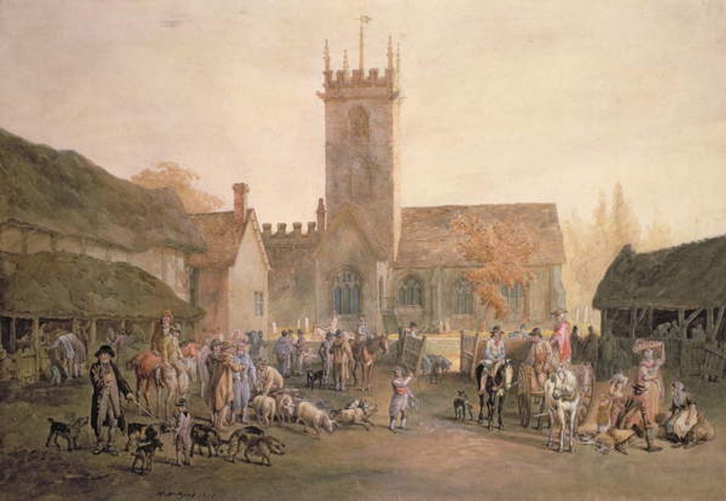 Detail of Pigmarket in the Yard of The Fountain Inn, Bedford, 1806 by William Henry Pyne