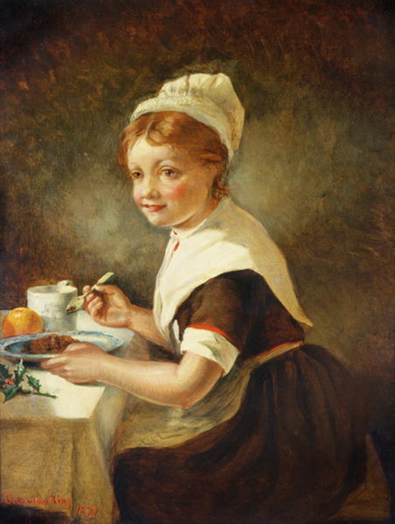 Detail of Foundling girl at Christmas Dinner, 1877 by Emma Brownlow