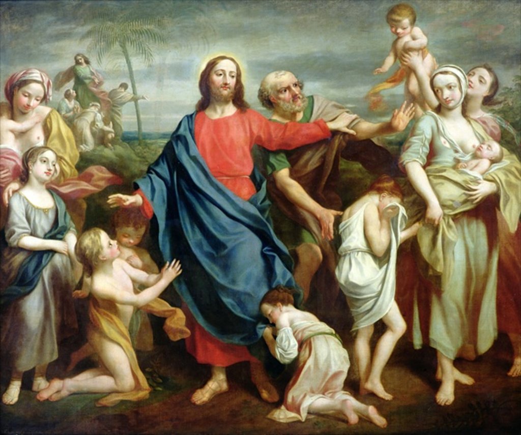 Detail of Suffer the little children to come unto me, and forbid them not, 1746 by Rev. James Wills