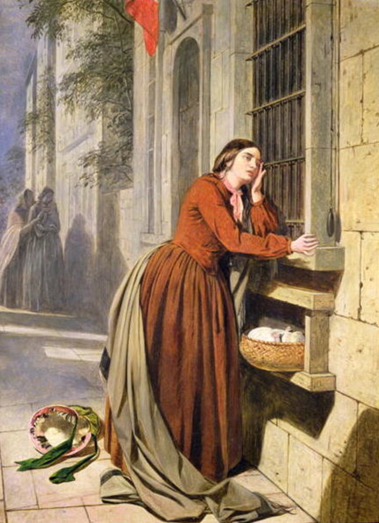 Detail of Mother Depositing Her Child in the Foundling Hospital in Paris, c.1855-60 by Henry Nelson O'Neil