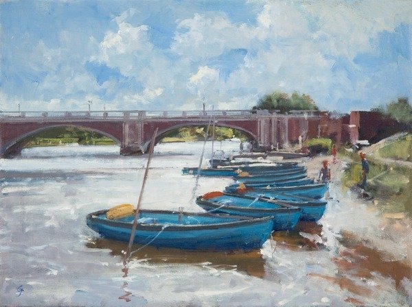 Detail of Moorings at Hampton Court, 2011 by Christopher Glanville