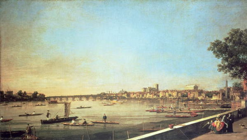 Detail of London, the Thames at Westminster and Whitehall from the Terrace of Somerset House, c.1750-51 by (1697-1768) Canaletto