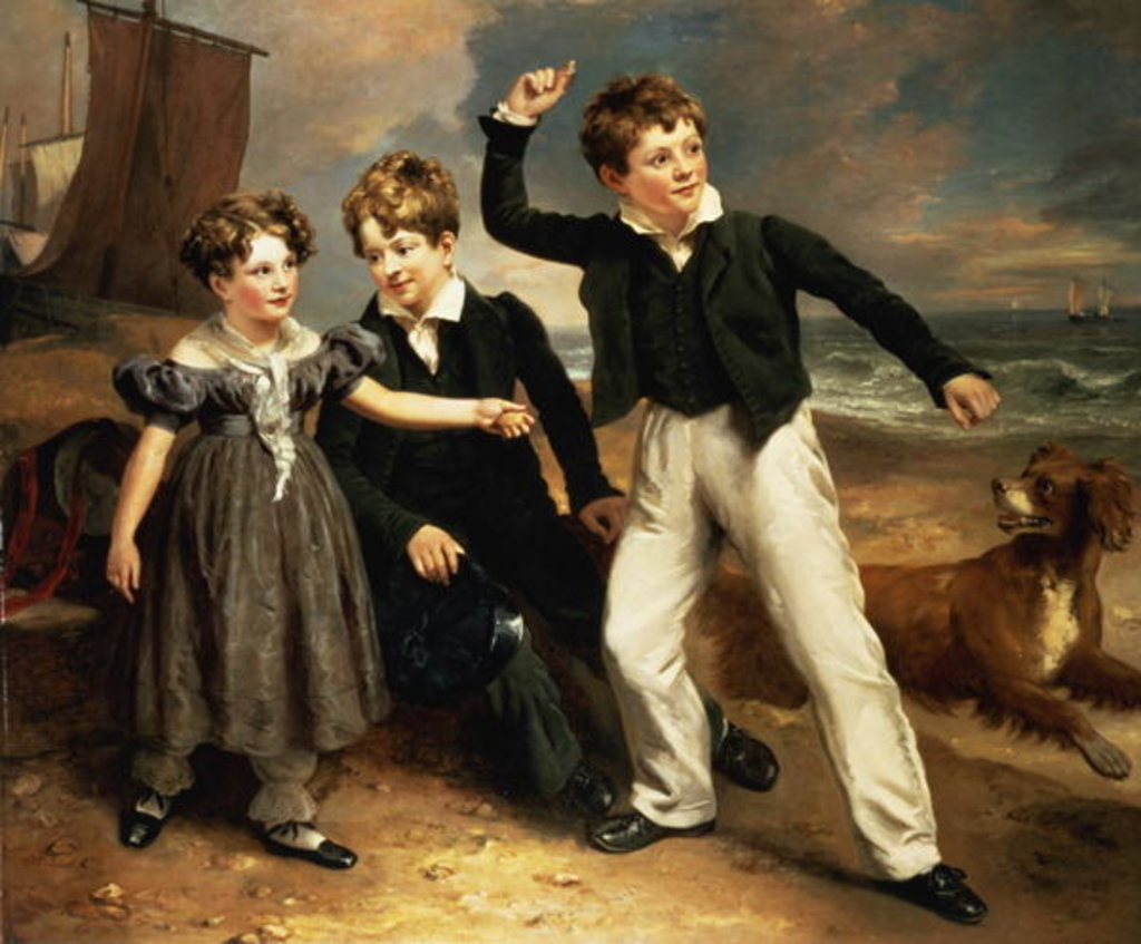 Detail of A Group Portrait of Robert, James and Mary Sarah, the three children of James Greenhalgh, 1830 by Ramsay Richard Reinagle