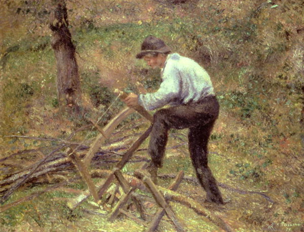 Detail of Pere Melon Sawing Wood, Pontoise, 1879 by Camille Pissarro