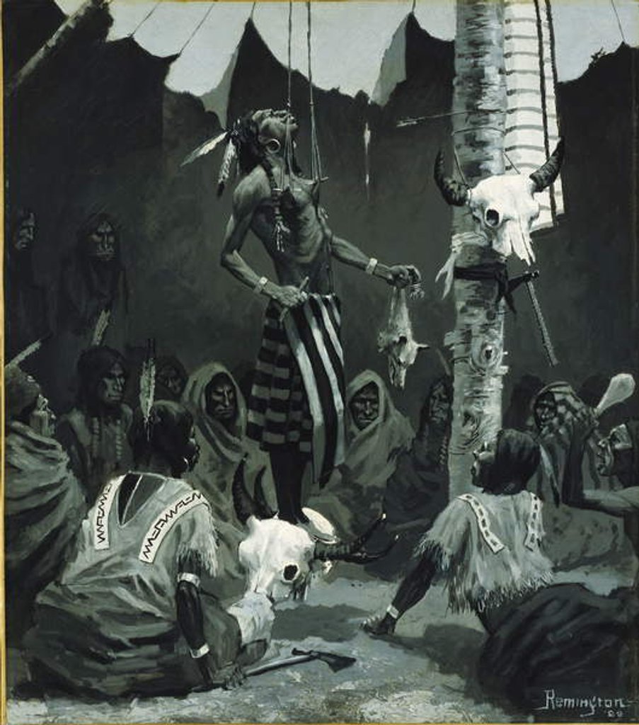 Detail of Mandan Initiation Ceremony, 1888 by Frederic Remington
