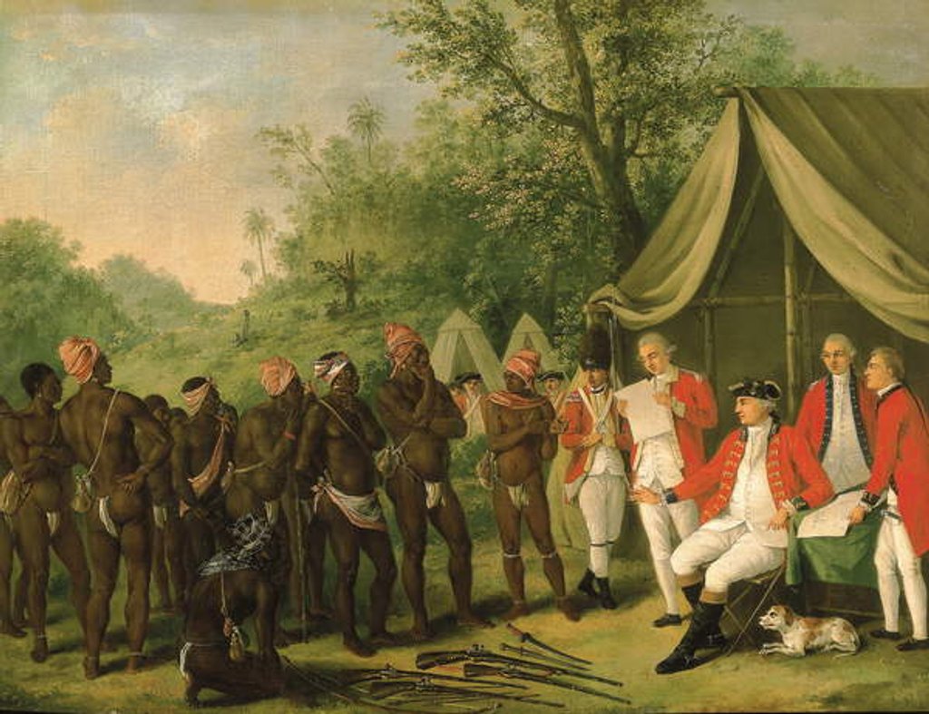Detail of Pacification with the Maroon Negroes in the Island of Jamaica by Agostino Brunias
