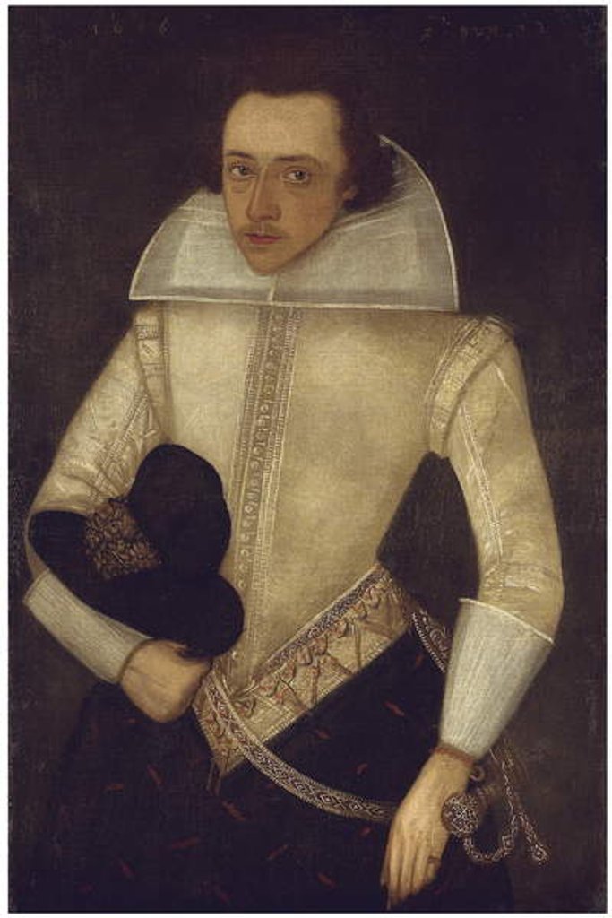 Detail of Portrait of a gentleman, aged 22, 1616 by English School
