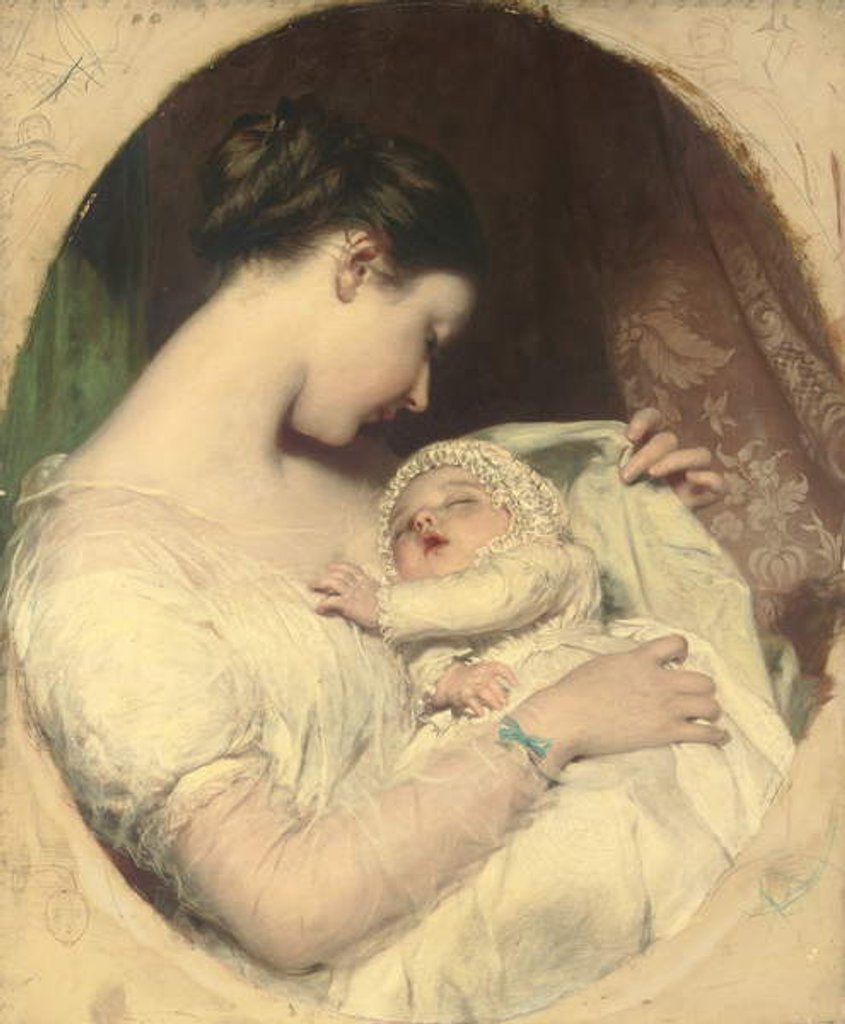 Detail of The artist's wife Elizabeth with their daughter Mary Edith by James Sant