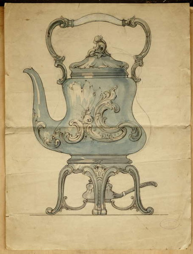 Detail of A shaped silver kettle and stand, House of Carl Faberge by Carl (firm of) Fabergé