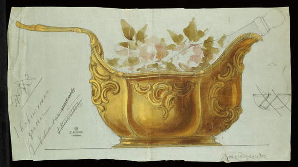 Detail of Large metal kovsh in the Louis XV style, House of Carl Faberge by Carl Fabergé