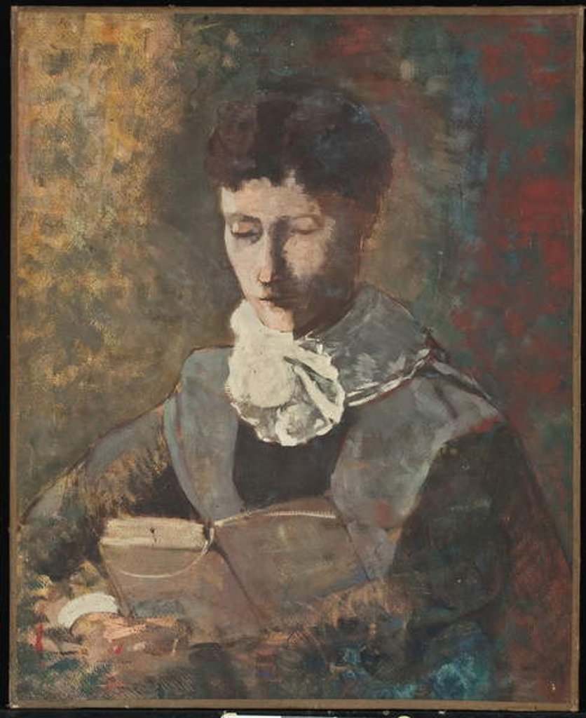 Detail of Madam Camille Redon Reading by Odilon Redon