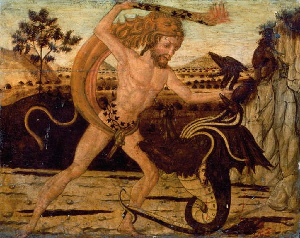Detail of Cassone testate: Hercules and the Lernaean Hydra by Giovanni Di Ser Giovanni Lo Sheggia