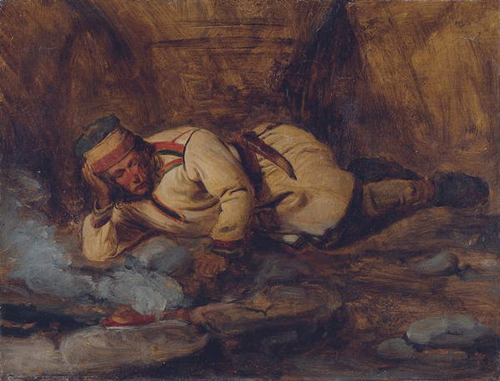 Detail of A Laplander Asleep by a Fire by Francois Auguste Biard