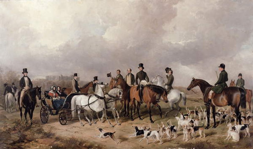 Detail of Meet of the Prince Consort's Harriers at Windsor in the Great Park, 1845 by Henry Barraud