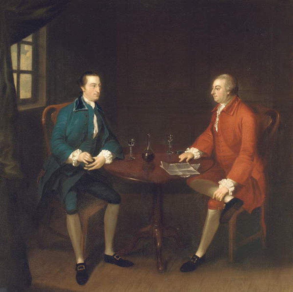 Detail of Two gentlemen seated at a table by John Thomas Seton