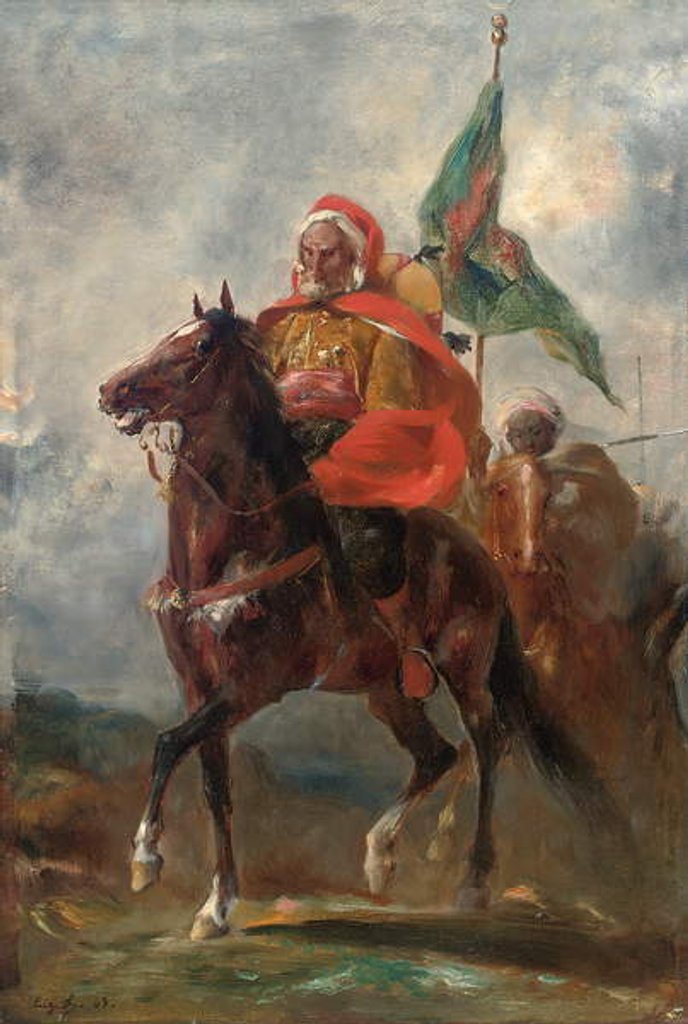 Detail of An Orientalist chieftain on horseback, 1863 by Eugene Fromentin