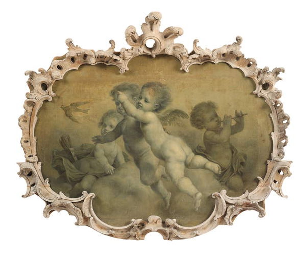 Detail of Putti disporting by Francois (circle of) Boucher