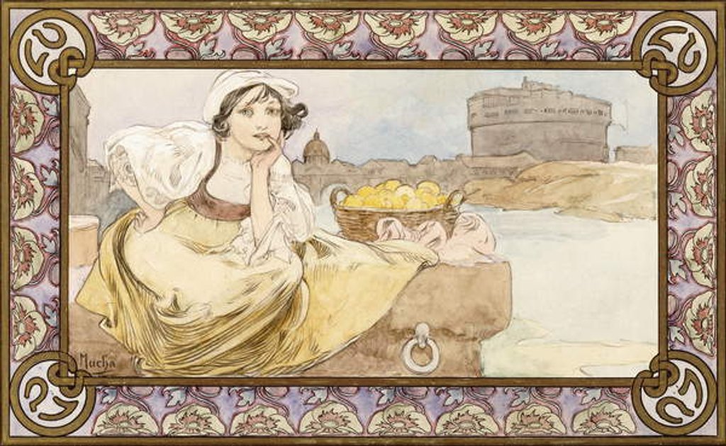 Detail of Italian Girl, 1900 by Alphonse Marie Mucha