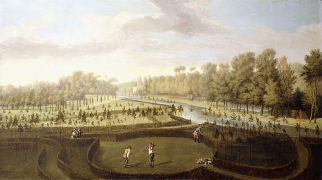 Detail of A View of Chiswick Gardens, Richmond, from across the New Gardens towards the Bagnio, c.1729-31 by Pieter Andreas Rysbrack