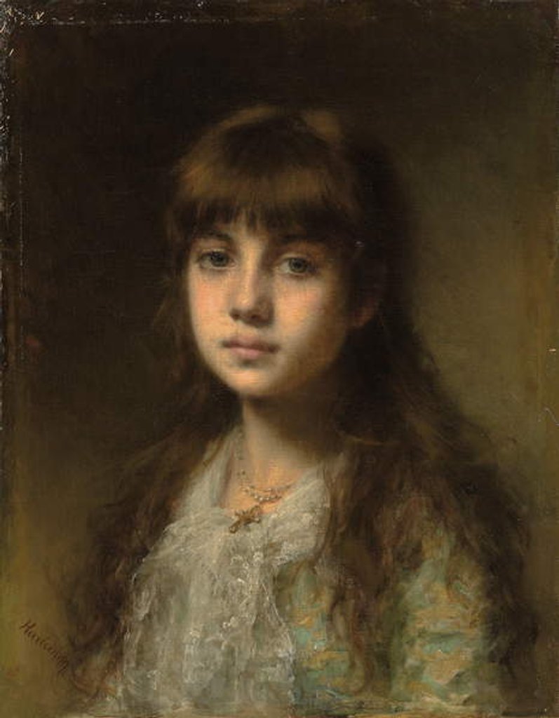 Detail of The Young Model by Alexei Alexevich Harlamoff