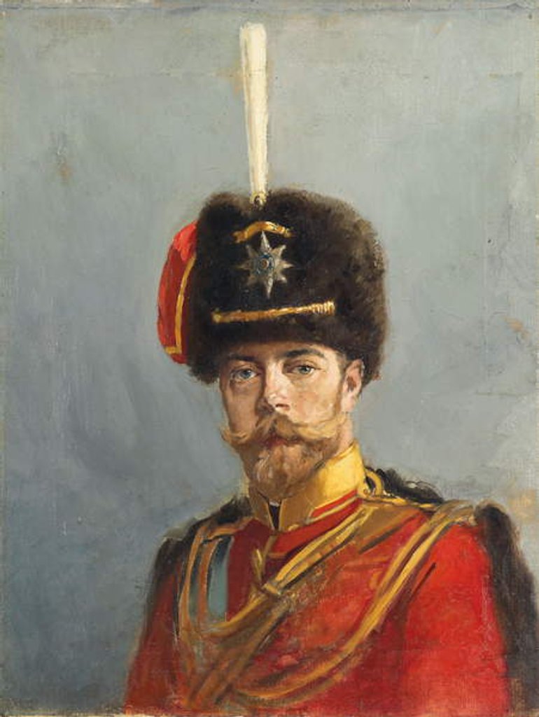 Detail of Study for a Portrait of Emperor Nicholas II, Chief of the Guard Hussar Regiment, c.1908 by Alexander Vladimirovich Makovsky