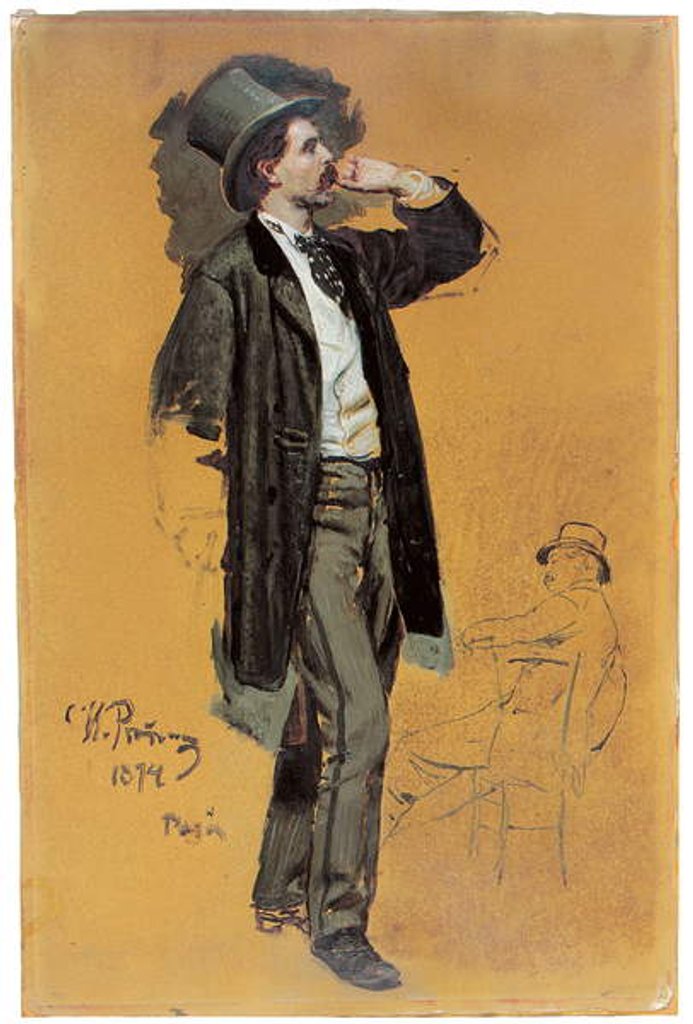 Detail of A Study for 'A Parisian Cafe': Gentleman Standing and Jean-Leon Gerome, 1874 by Ilya Efimovich Repin