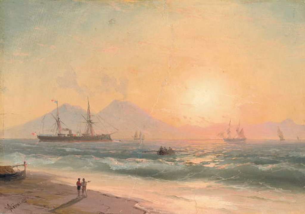 Detail of Watching Ships at Sunset by Ivan Konstantinovich Aivazovsky