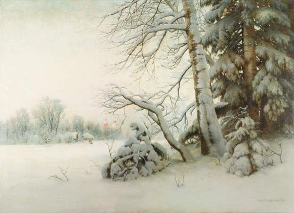 Detail of A Winter Morning, 1901 by Gavril Pavlovich Kondratenko
