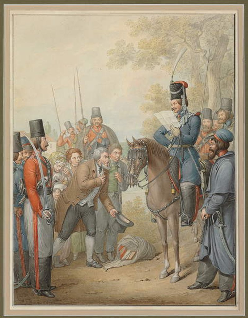 Detail of Russian Cossacks and a Supplicant by Georg Emanuel Opitz