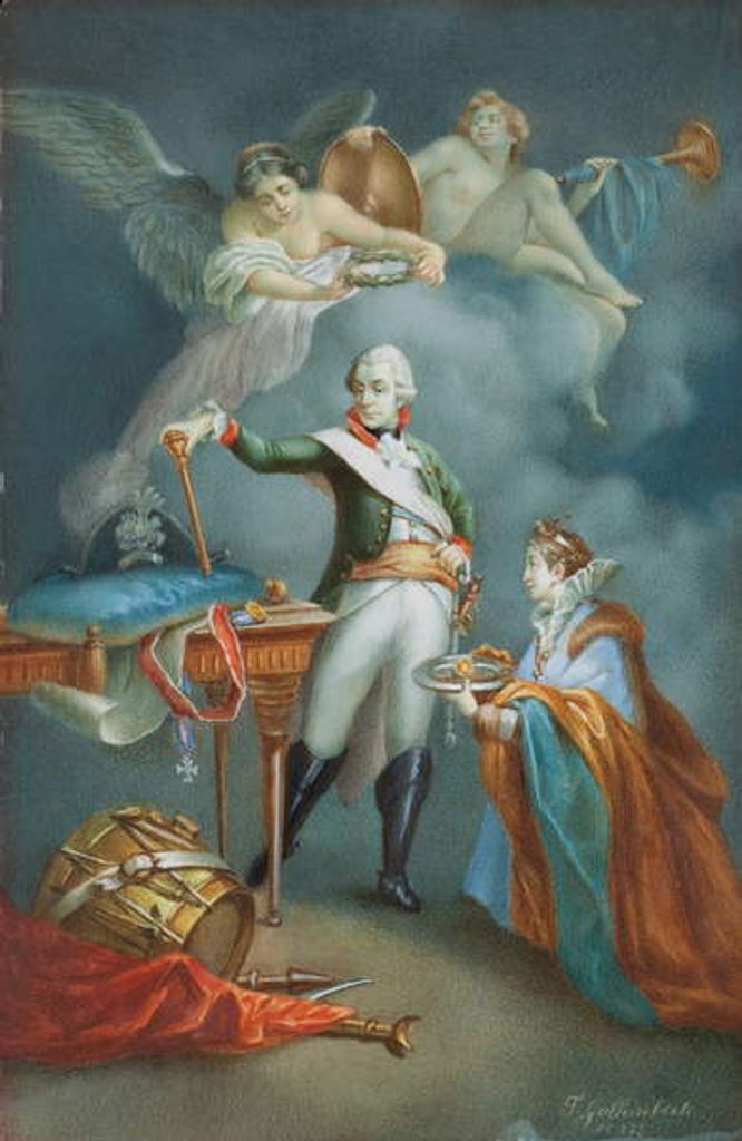 Detail of Major General Aleksandr Vassil'evich Suvorov in Uniform, Surmounted by Allegorical Figures of Victory, 1772 by Francesco Gallimberti