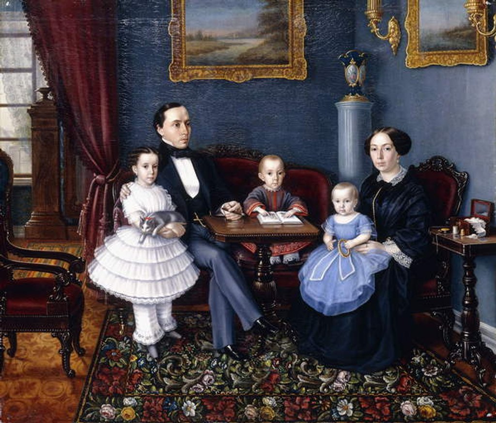 Detail of Portrait of a Young Family, 1855 by Aleksei Iagodnikov