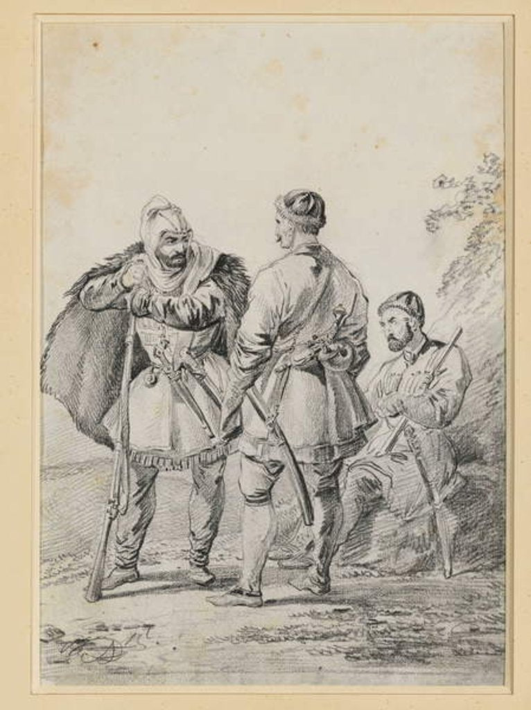 Detail of Three Caucasian Men in Conversation by Alexander Orlowski