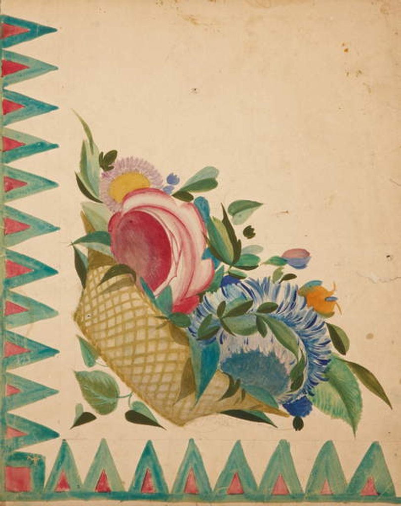 Detail of Textile design with basket of flowers by Sergei Vasil'evich Chekhonin