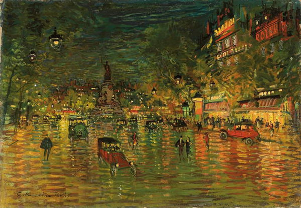 Detail of Place de la Republique, Paris by Konstantin Alekseevich Korovin