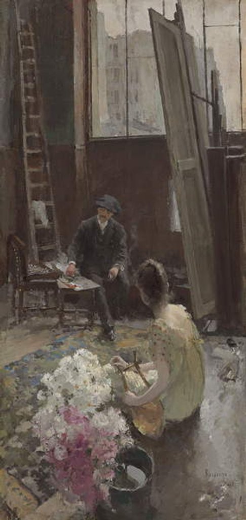 Detail of In the Artist's Studio by Konstantin Alekseevich Korovin