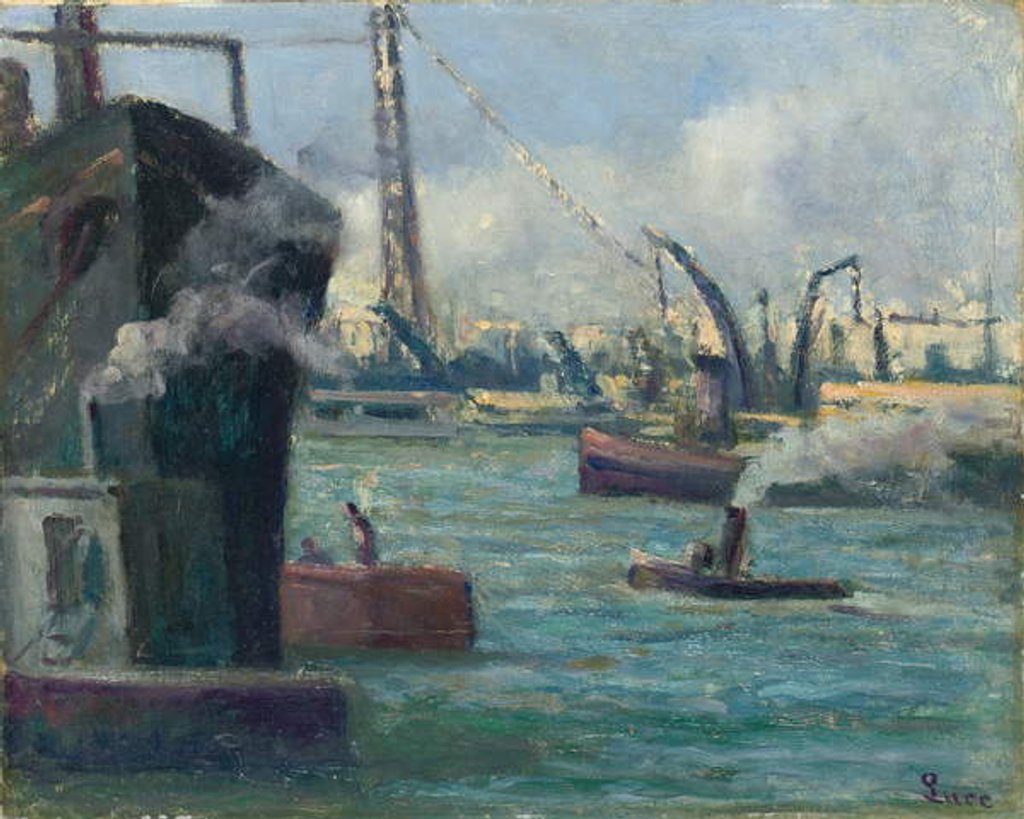 Detail of Rouen Port, by Maximilien Luce
