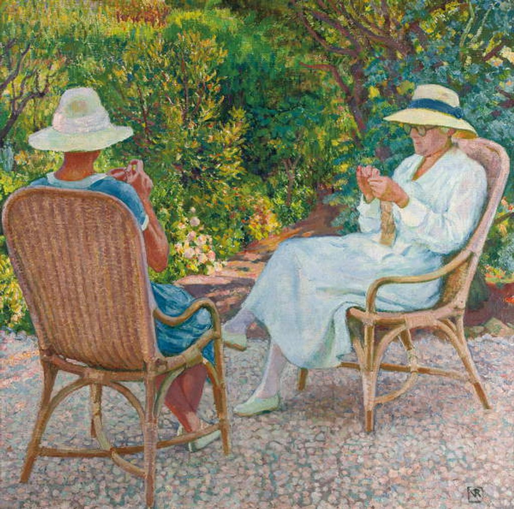 Detail of Maria and Elisabeth van Rysselberghe Knitting in the Garden, c.1912 by Theo van Rysselberghe