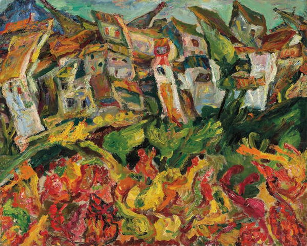 Detail of Houses with Pointed Roofs; Maisons aux Toits Pointus, c.1920-21 by Chaim Soutine