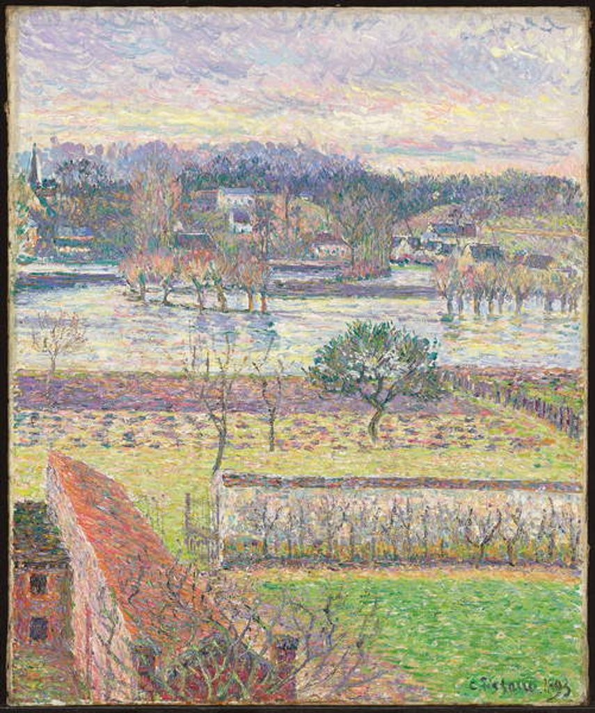 Detail of View from my Window, Flooding, Evening, Eragny; Vue de ma fenetre, inondation, effet de soir, Eragny, 1893 by Camille Pissarro