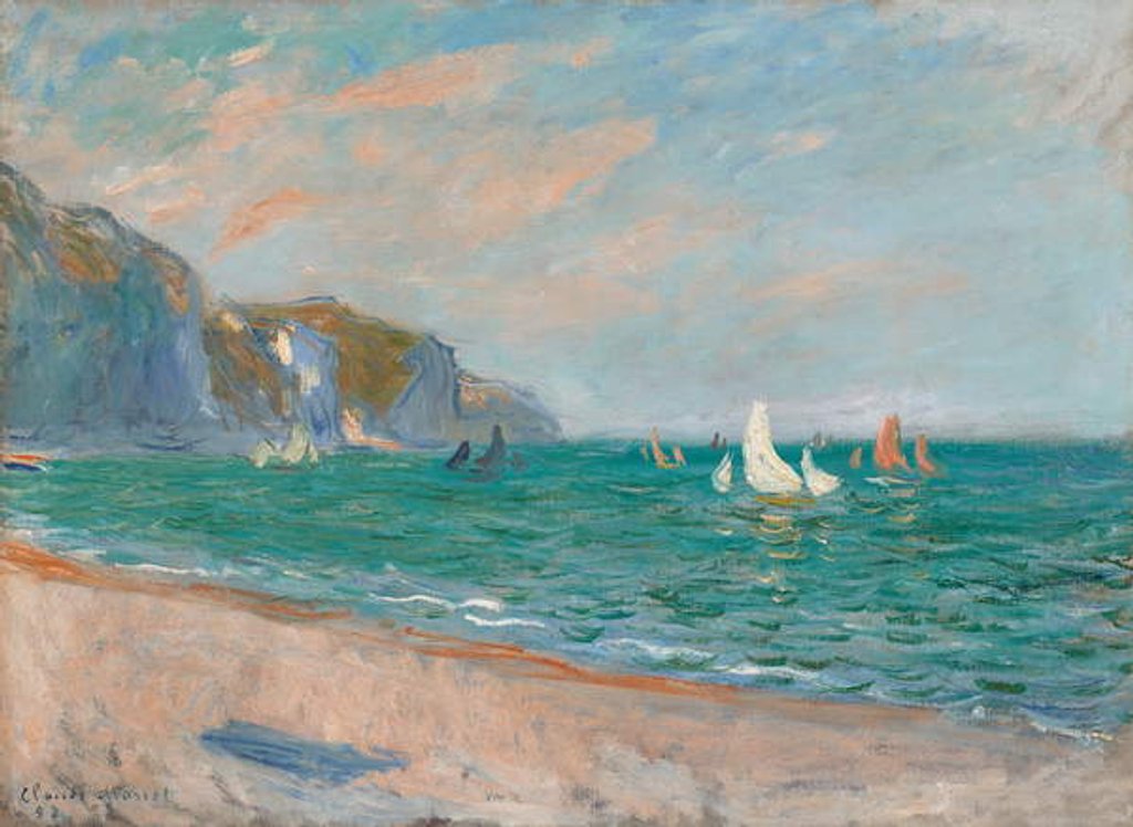 Detail of Boats below the Pourville Cliffs, 1882 by Claude Monet