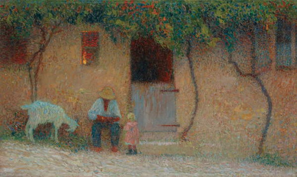 Detail of Peasant Outside His Home in Labastide-du-Vert; Paysan Devant sa Maison a Labastide-du-Vert, c.1910 by Henri Jean Guillaume Martin