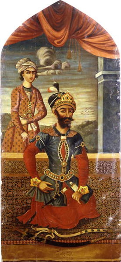 Detail of Portrait of Genghis Khan, with a Youth in Attendance, c.1803-4 by Ali Mihr