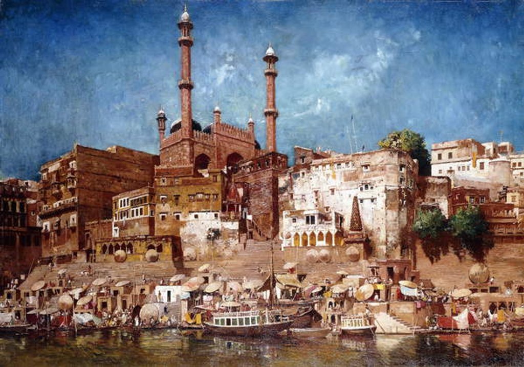 Detail of A View of the Ghats with Aurangzeb's Mosque, Benares by John Gleich