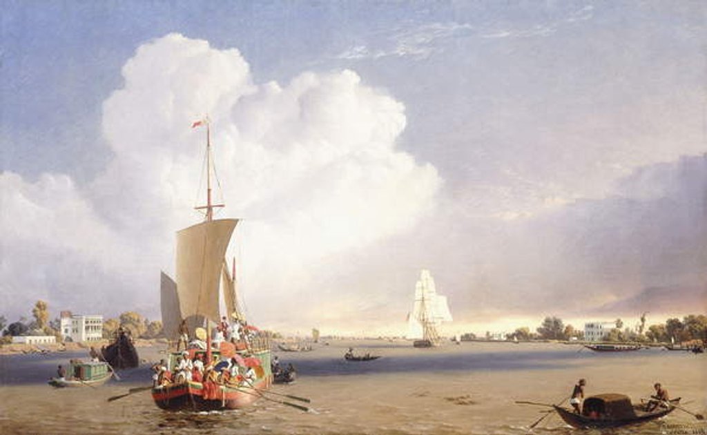 Detail of Shipping on the Hooghly River, Calcutta, 1852 by C.J. Martin