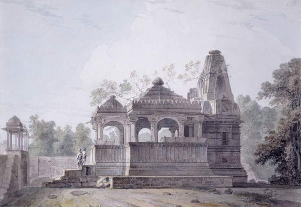 Detail of A Hindu Temple in the Fort of Rohtas, Bihar, by Thomas & William (1769-1837) Daniell