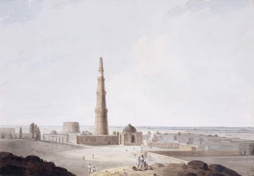 Detail of The Qutb Minar, Delhi, c. 1789 by Thomas & William Daniell