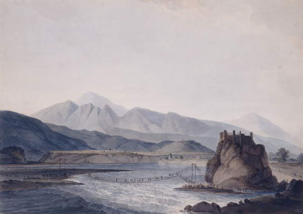 Detail of The Rope Bridge, Srinagar, Garhwal, Uttar Pradesh, by Thomas & William (1769-1837) Daniell
