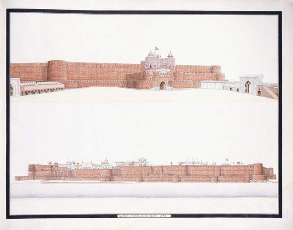 Detail of The Fort of Agra, with the Delhi Gate, c. 1815 by Agra School